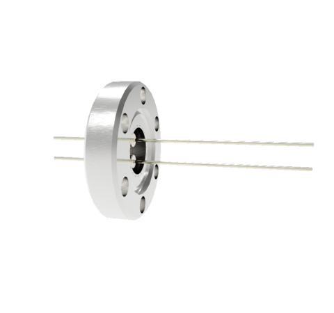 2 Pin, 0.032 Inch Diameter Nickel Conductors, 2kV, 5 Amp Feedthrough on CF1.33 Conflat Flange