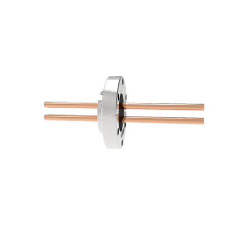 8kV Copper Tube Feedthrough, 0.250 Inch Conductor Diameter, 2 Pin on CF2.75 Conflat Flange