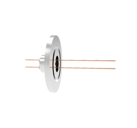  2 Pin, 2kV, 16 Amp Copper Feedthrough, 0.032 Inch Diameter Conductors in an ISO KF25 Quick Flange