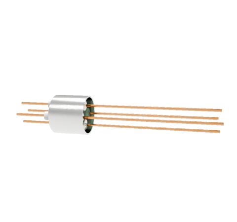 4 Pin, 0.032 Inch Diameter Copper Conductors, 2kV, 16 Amp, 0.5 Inch Weld in feedthrough