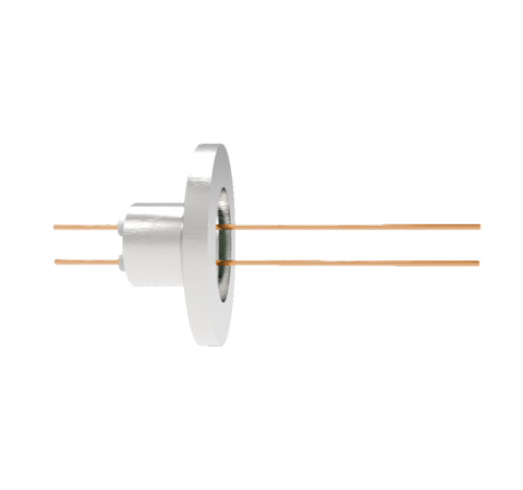 2 Pin, 0.032 Inch Diameter Copper Conductors, 2kV, 16 Amp Feedthrough on ISO KF16 Quick Flange