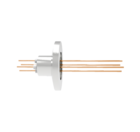 4 Pin, 0.032 Inch Diameter Copper Conductors, 2kV, 16 Amp Feedthrough on ISO KF16 Quick Flange