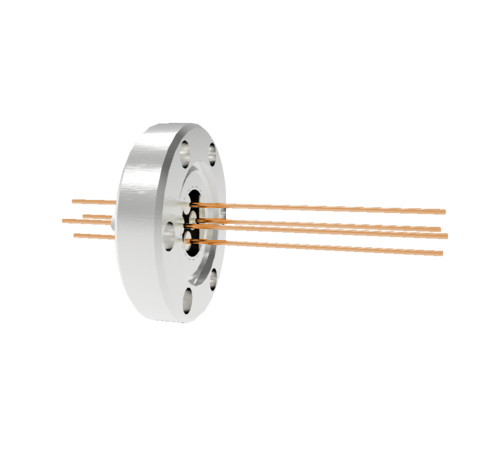4 Pin, 0.032 Inch Diameter Copper Conductors, 2kV, 16 Amp Feedthrough on CF1.33 Conflat Flange