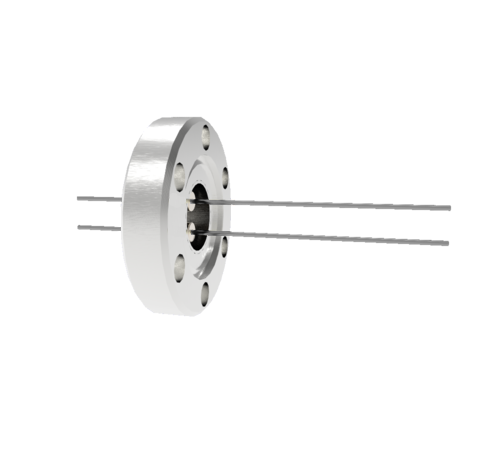 2 Pin, 0.032 Inch Diameter Molybdenum Conductors, 2kV, 8.5 Amp Feedthrough on CF1.33 Conflat Flange