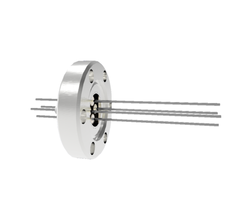 4 Pin, 0.032 Inch Diameter Molybdenum Conductors, 2kV, 8.5 Amp Feedthrough on CF1.33 Conflat Flange