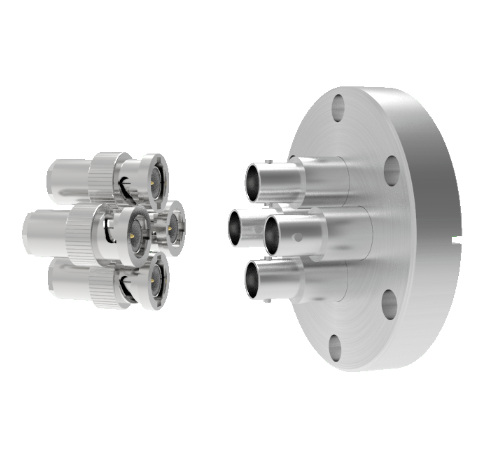 BNC Grounded Shield Recessed 500V 3.6 Amp 0.094 304 Stn. Stl. Conductor 4 each CF2.75 With Plug