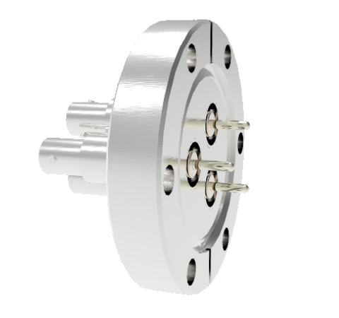 SHV Grounded Shield Recessed 5kV 10 Amp 0.094 Nickel Conductor 3 each CF2.75 Flange Without Plug