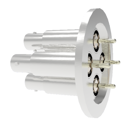 SHV Grounded Shield Recessed 5kV 10 Amp 0.094 Nickel Conductor 4 each in a KF40 Flange Without Plug