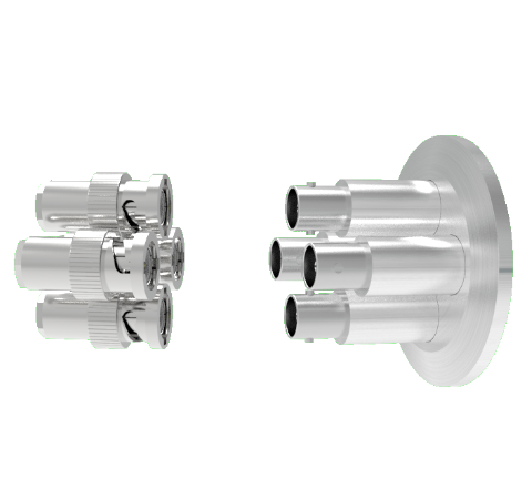 MHV Grounded Shield Recessed 5kV 3.6 Amp 0.094 304 Stn. Stl. Conductor 4 each KF40 Flange With Plug