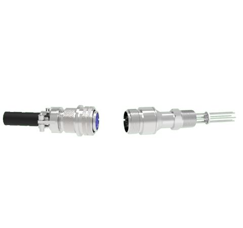 6 Pin 5015 Style Circular Connector, 700V, 4.8 Amp, Alumel Conductors in NPT 1/2 Fitting With Plug