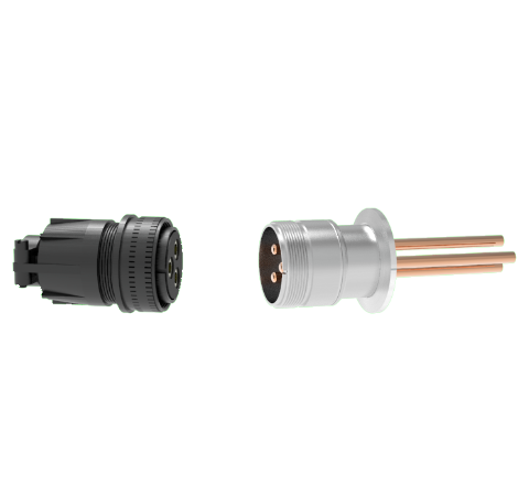 3 Pin, 120 Amp Circular Connector, 1.25kV Copper with Silver Plating on Air Side in a KF40 With Plug