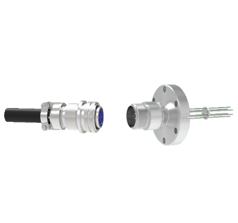 6 Pin 5015 Style Circular Connector, 700V, 4.8 Amp, Alumel Conductor in a CF2.75 Flange With Plug