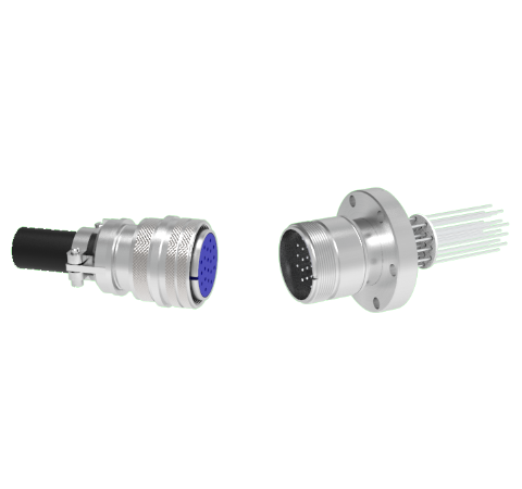 20 Pin 5015 Style Circular Connector, 700V, 4.8 Amp, Alumel Conductors in a CF2.75 Flange With Plug