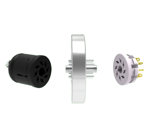 8 Pin Octal Connector, 350V, 5 Amp, Alumel Conductors, Feedthrough in a CF2.75 Flange, with Plugs