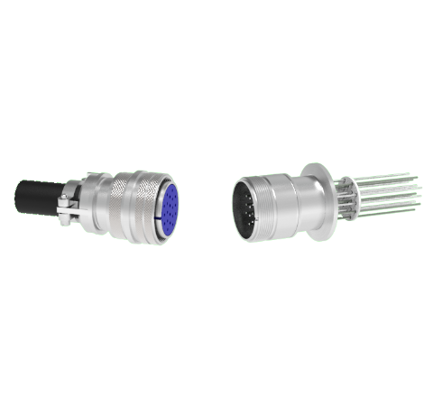 Thermocouple, Type K, 10 Pair Circular Connector in a KF40 ISO Quick Flange With Plug