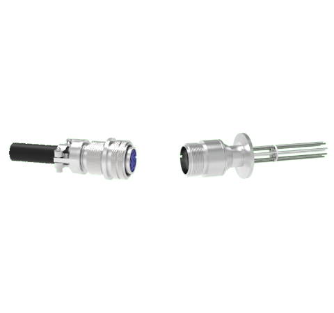Thermocouple, Type K, 5 Pair Circular Connector in a KF25 ISO Quick Flange With Plug