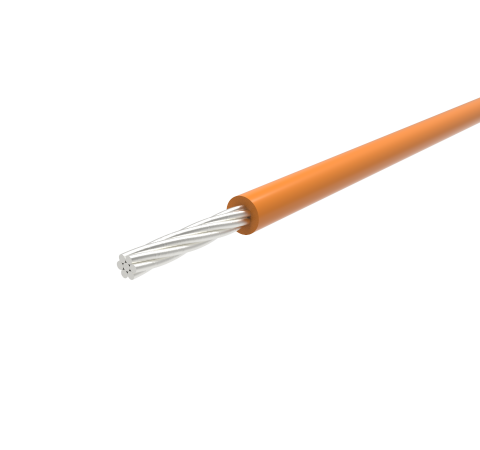 Single Conductor, Orange PTFE Insulate Wire, 28 AWG Silver Plated Copper, 250V, 48 Inch