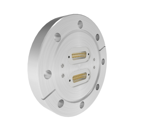 4 Each SMP 50 Ohm Grounded Shield Recessed Double Ended 500V CF4.50 Flange with 2 Each 15 Pin Sub D Connectors