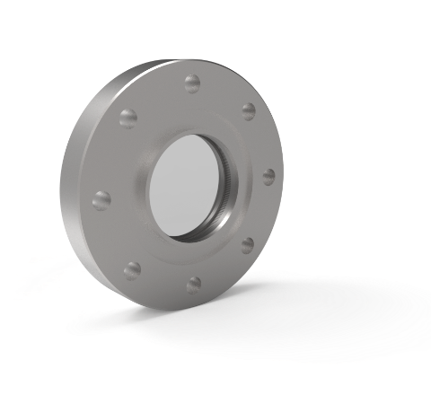 1.88 Inch View Diameter CaF2 UV Grade Window in a 316 Stn. Stl. 4.50 CF Flange